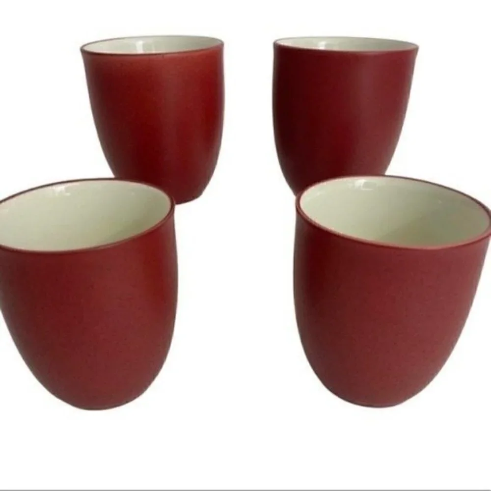 Noritake Colorwave Raspberry Stoneware 12 Oz Mugs - Set Of 4 # 8045Y